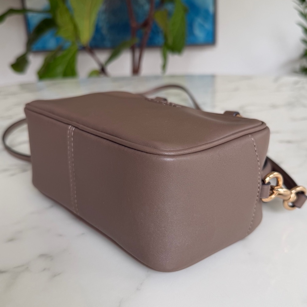 Coach Satchel Crossbody Dark Stone Leather Gold CT776 - Picture 8 of 16